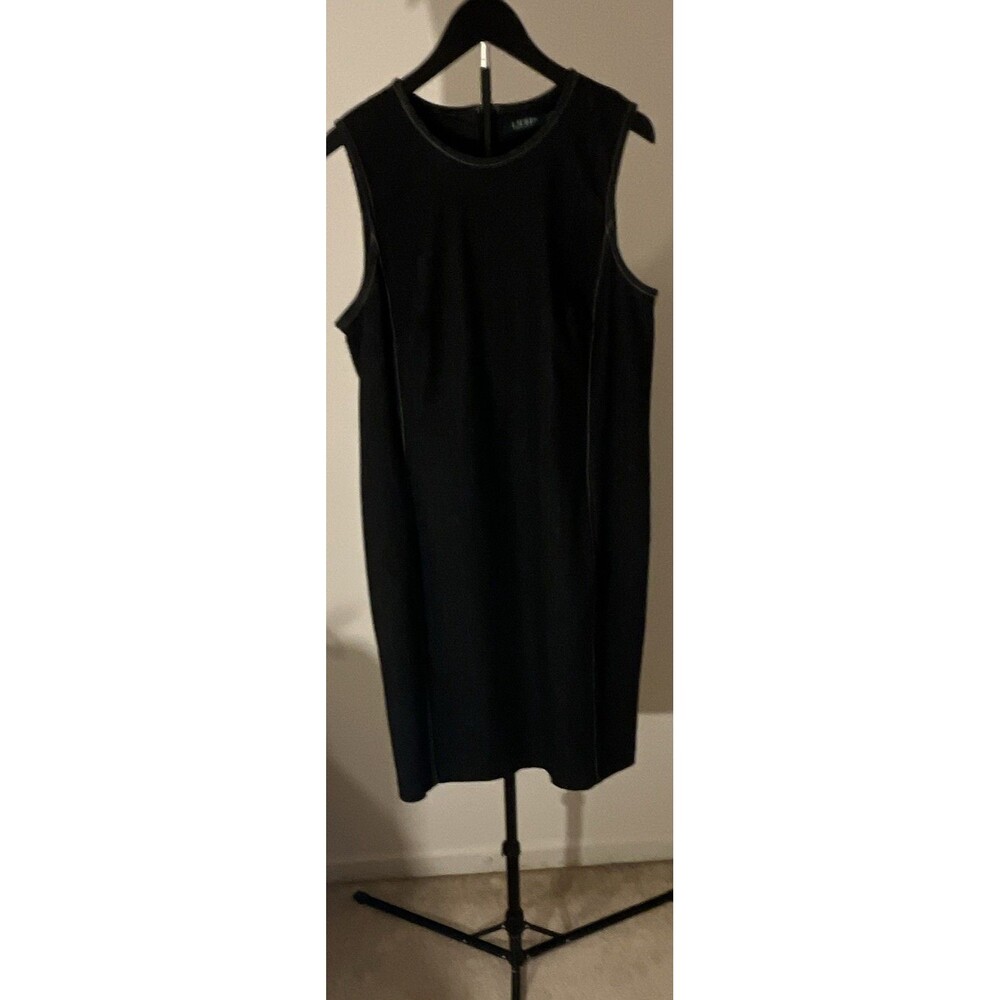 Lauren Ralph Lauren Black Denim Sleeveless Sheath Knee Dress Zip Size 16